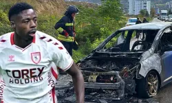 Samsunsporlu futbolcu Musaba'nın kullandığı araç alev aldı!