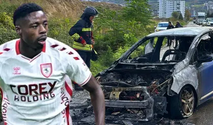 Samsunsporlu futbolcu Musaba'nın kullandığı araç alev aldı!