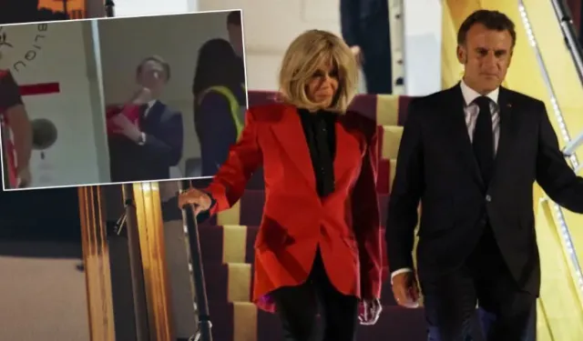 Fransa Cumhurbaşkanı Macron uçakta eşinden tokat yedi!